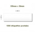 Boite de 1000 étiquettes postales 155 x 39 blanches